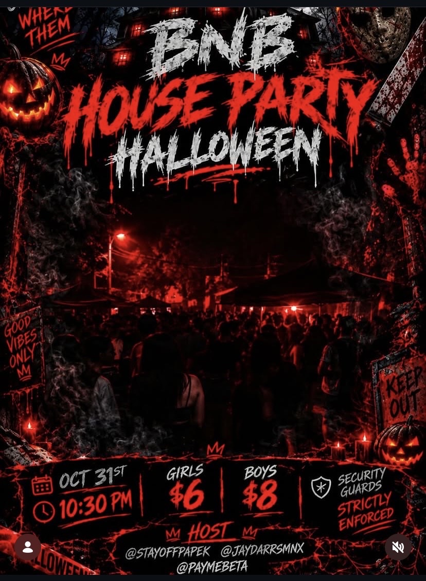 BNB House Party Halloween flyer